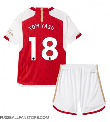 Arsenal Takehiro Tomiyasu #18 Replik Heimtrikot Kinder 2023-24 Kurzarm (+ Kurze Hosen)